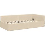 vidaXL Kutni okvir kreveta s uzglavljem Krema 90 x 190 cm | shoptok.hr