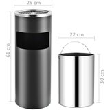  Kanta za smeće s pepeljarom 30 L čelična siva | shoptok.hr