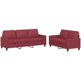  2-dijelni set sofa s jastucima boja vina od umjetne kože | shoptok.hr