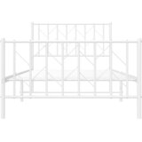 Metalni okvir kreveta uzglavlje i podnožje bijeli 100x200 cm | shoptok.hr