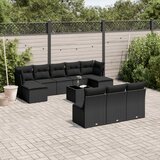 vidaXL 11-dijelni set vrtnih sofa od poliratana s jastucima crni Cijene
