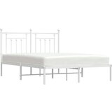vidaXL Kovinski posteljni okvir z vzglavjem bel 150x200 cm | Shoptok.si