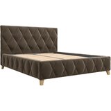 MID.YOU OBLAZINJENA POSTELJA 140 cm x 200 cm , les, kovina, tekstil, leseni material umazano rjava | Shoptok.si
