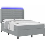  LED Box Spring Krevet Svijetlo siva 140 x 190 cm tkanina | shoptok.hr
