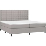  Krevet box spring s madracem LED svjetlosivi 200x200 cm tkanina | shoptok.hr