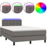 vidaXL Box spring postelja z vzmetnico LED siva 120x190 cm um. usnje, (21112079) | Shoptok.si