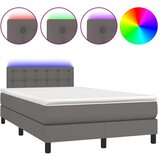 vidaXL Krevet s oprugama i madracem LED sivi 120x190 cm umjetna koža | shoptok.hr