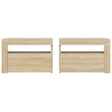  Noćni ormarići 2 kom s LED svjetlima boja hrasta 60x35x40 cm | shoptok.hr