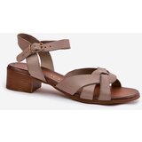 Zazoo Leather Sandals On A Delicate Heel Beige 40372 | shoptok.hr