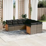 Maison Chic Seti vrtnega pohištva - Vrtna garnitura - Vrtni pohištvo set 8-delna z blazinami siv poli ratan, (21798129) | Shoptok.si