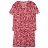 Trendyol Curve Pink Flower Patterned V-Neck Knitted Pajama Set | Shoptok.si