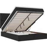 MAISON CHIC Otomanska Posteljni okvir - Dvoposteljna postelja - Zakonska postelja z vzmetnico & LEDs črna 140x190 cm-J186, (21769926)