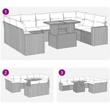  Vrtna garnitura - 10-dijelni set vrtnih sofa s jastucima crni od poliratana - Crna 1 | shoptok.hr