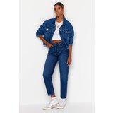 Trendyol Dark Blue High Waist Mom Jeans Cene