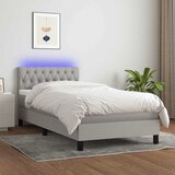  Krevet box spring s madracem LED svjetlosivi 100x200 cm tkanina | shoptok.hr