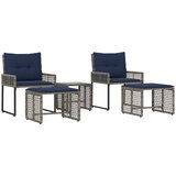  Set vanjskog namještaja s jastukom 5 pcs Siva i mornarsko plava | Eponuda.com