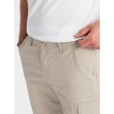 Ombre Men's monochromatic shorts with cargo pockets - beige | Shoptok.si