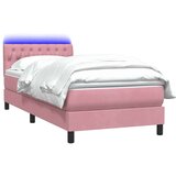 Box spring postelja z vzmetnico roza 90x220 cm žamet, (22053755) | Shoptok.si