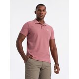 Ombre Men's BASIC single color pique knit polo shirt - dark pink | Shoptok.si