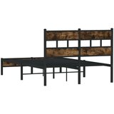 vidaXL Posteljni okvir brez vzmetnice z vzmetnice dim. hrast 120x190cm | Shoptok.si