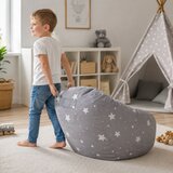 Ginger Home Детски Пуф Кресло Little Stars, 100% Памук, Сив Барбарон Със Звезди, 55x44x55 см | shoptok.hr