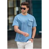 Madmext Men's Blue Pocket Detailed T-Shirt 5225 Cene