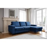 Miuform Temno modra raztegljiva kotna sedežna garnitura iz rebrastega žameta (desni kot) Lofty Lilly – | Shoptok.si