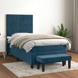 Box spring krevet s madracem tamnoplavi 90x200 cm baršunasti | shoptok.hr