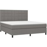  Box spring postelja z vzmetnico LED temno siva 180x200 cm blago, (20789020) | Shoptok.si