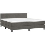  Box spring postelja z vzmetnico temno siva 160x200 cm žamet, (20790611) | Shoptok.si
