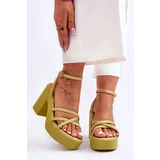 FS1 Fashionable High Heels Sandals With Straps Lime Shemira