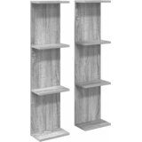 vidaXL Zidna polica 2 kom. Siva Sonoma 22 x 15 x 100 cm - Siva Sonoma 2 22 x 15 x 100 cm (4 etaže) | shoptok.hr