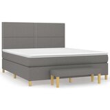  Box spring postelja z vzmetnico temno siva 160x200 cm blago, (20900756) | Shoptok.si