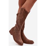 S. BARSKI Women's Ankle Boots with Mesh Pattern on Flat Heel S Baraski HY52 534 Brown | shoptok.hr