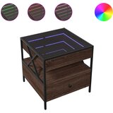 Maison Chic Klubska mizica - kavna mizica - Nizka mizica z neskončnimi LED rjavi hrast 50x50x51 cm, (21751962) Cene