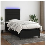  Box spring postelja z vzmetnico LED črna 100x200 cm blago | Shoptok.si
