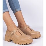 Gemre Brown platform derby shoes made of eco-leather Belever | Shoptok.si