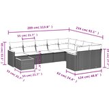  10-dijelni set vrtnih sofa s jastucima crni od poliratana | shoptok.hr
