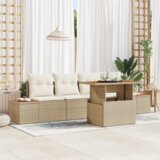 vidaXL 5-delni vrtni sedežni set z blazinami Bež Poli Ratan | Shoptok.si
