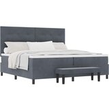  Krevet s kutijom s madracem i klupom tamno sivi 200x200 cm od baršuna | shoptok.hr