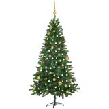 vidaXL Umetna novoletna jelka z LED lučkami in bučkami 180 cm zelena | Shoptok.si