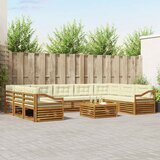  Set vanjskih sofa 10 kom. Prirodna i krem Čvrsto drvo akacije | shoptok.hr