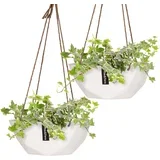 laren, viseći cvjetnjaci, Ø 28 cm, Polystone, prirodna užad, set od 2 komada