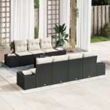 vidaXL 8-delni vrtni set kavčev z blazinami Črn Poli ratan | Shoptok.si