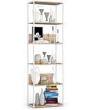 AKORD Regal V Loft Slogu Iz Kovine, Bela/Hrast Sonoma, (5000332562) Cene