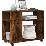 vidaXL Bočni stolić s kotačima boja hrasta 70x35x60 cm drveni | shoptok.hr