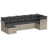 Maison Chic Seti vrtnega pohištva - Vrtna garnitura - Vrtni pohištvo set 7-delna z blazinami siv poli ratan, (21802074) | Shoptok.si
