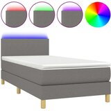 vidaXL Krevet box spring s madracem LED tamnosivi 90x200 cm tkanina | shoptok.hr