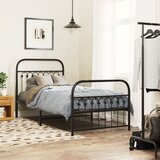 Maison Chic Kovinski Posteljni okvir - Enojna postelja - Postelja za odrasle z vzglavjem in vznožjem črn 90x200 cm, (21696964) | Shoptok.si