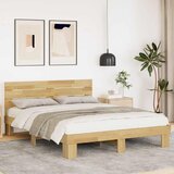  Okvir kreveta uzglavljem bez madraca 135x190 cm puno drvo hrast | shoptok.hr